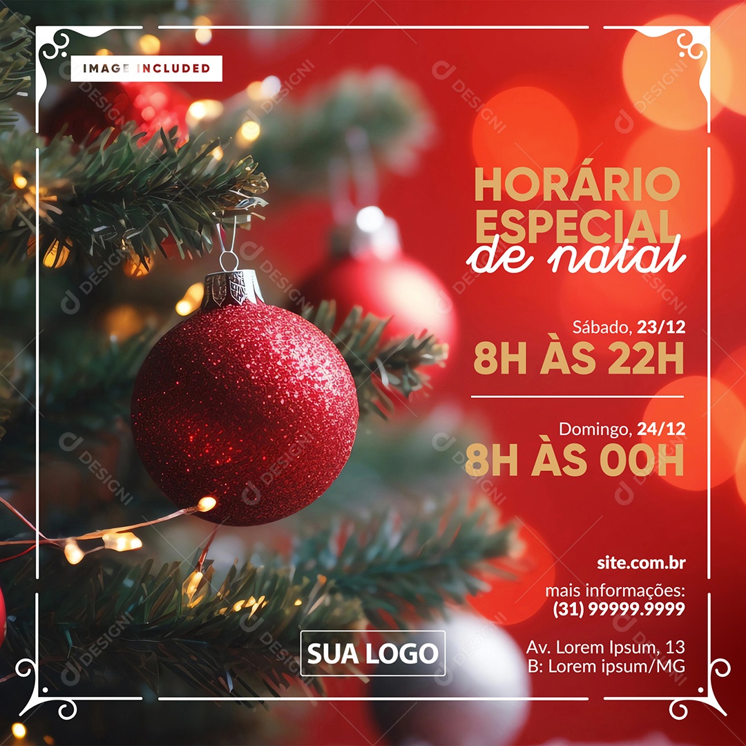 Horário Especial De Natal Social Media PSD Editável