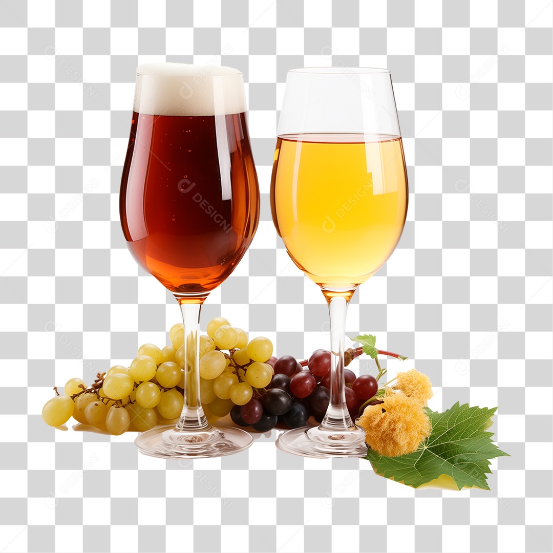 Taças de Vinhos Frutas Uvas PNG Transparente