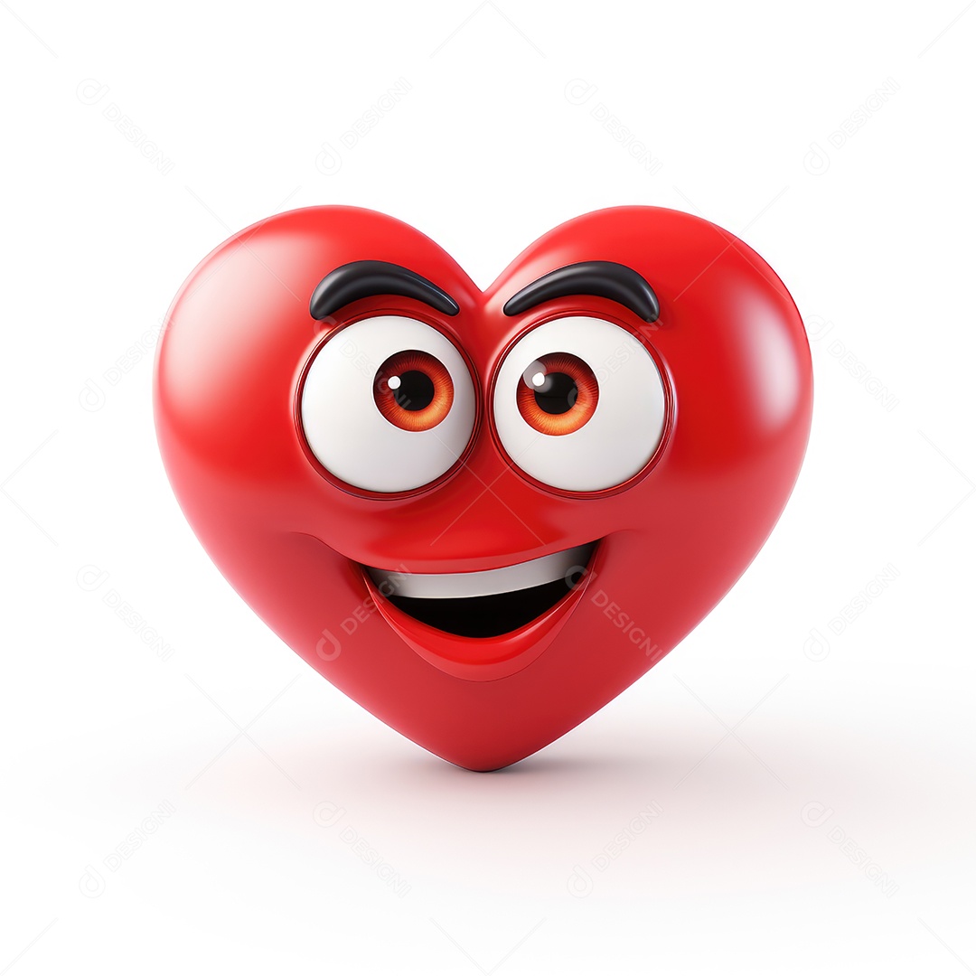 Emoji de coração vermelho sobre fundo branco