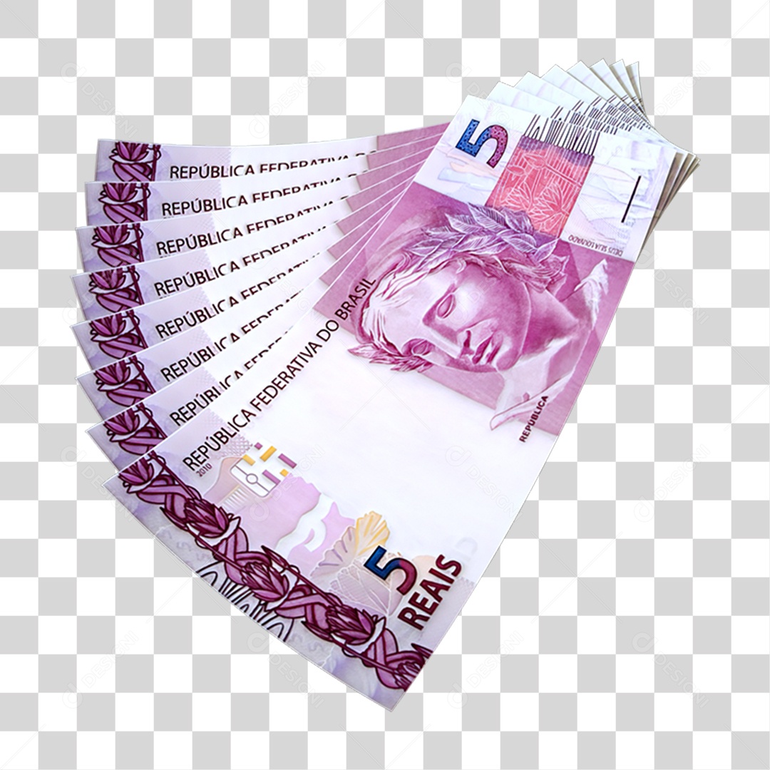 5 Reais Leque de Cédulas PNG Transparente