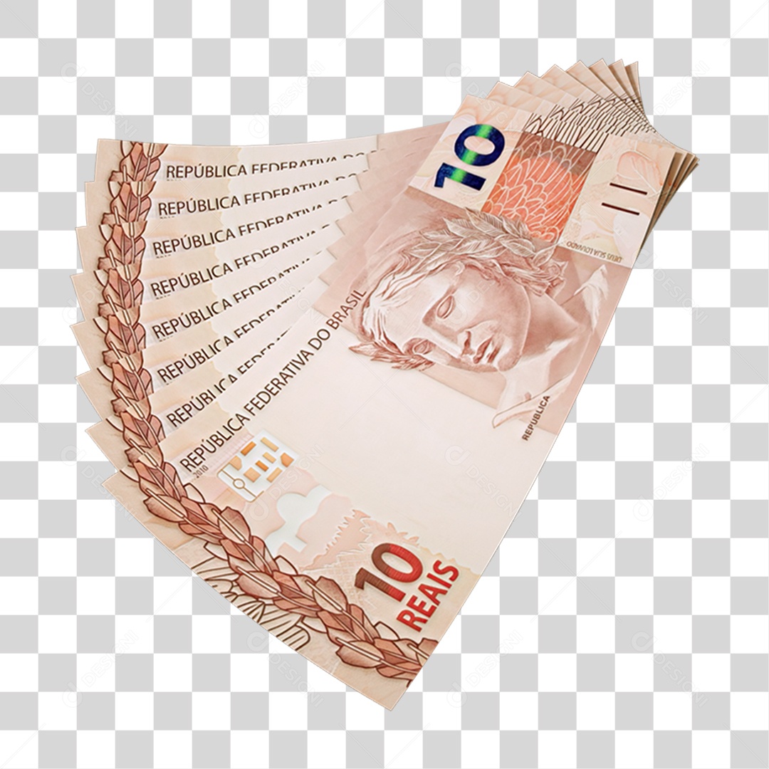 10 Reais Leque de Cédulas PNG Transparente
