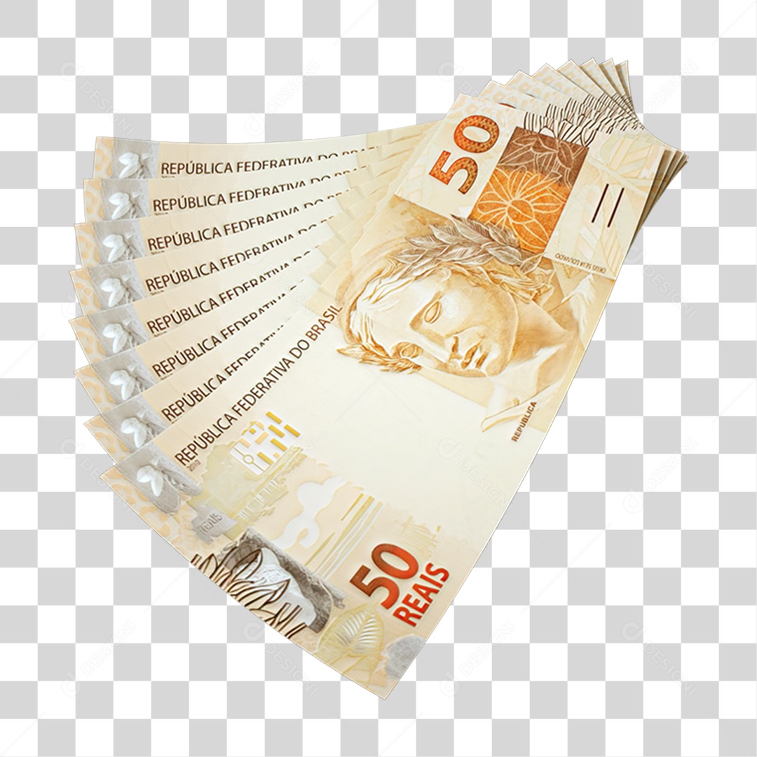 50 Reais Leque de Cédulas PNG Transparente
