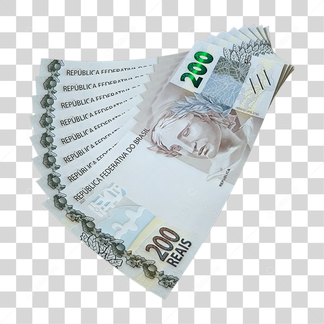 200 Reais Leque de Cédulas PNG Transparente