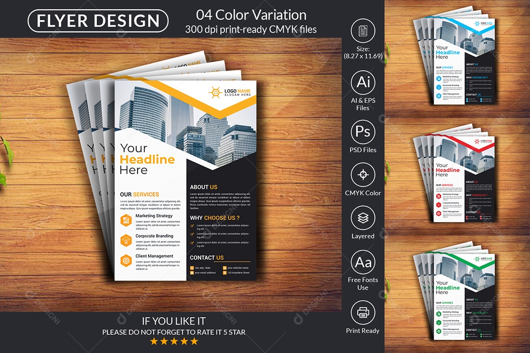 Modelo de Folheto Empresarial PSD + AI Editável