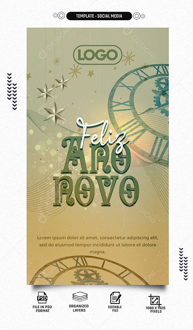 Social Media Story Feliz Ano Novo PSD Editável