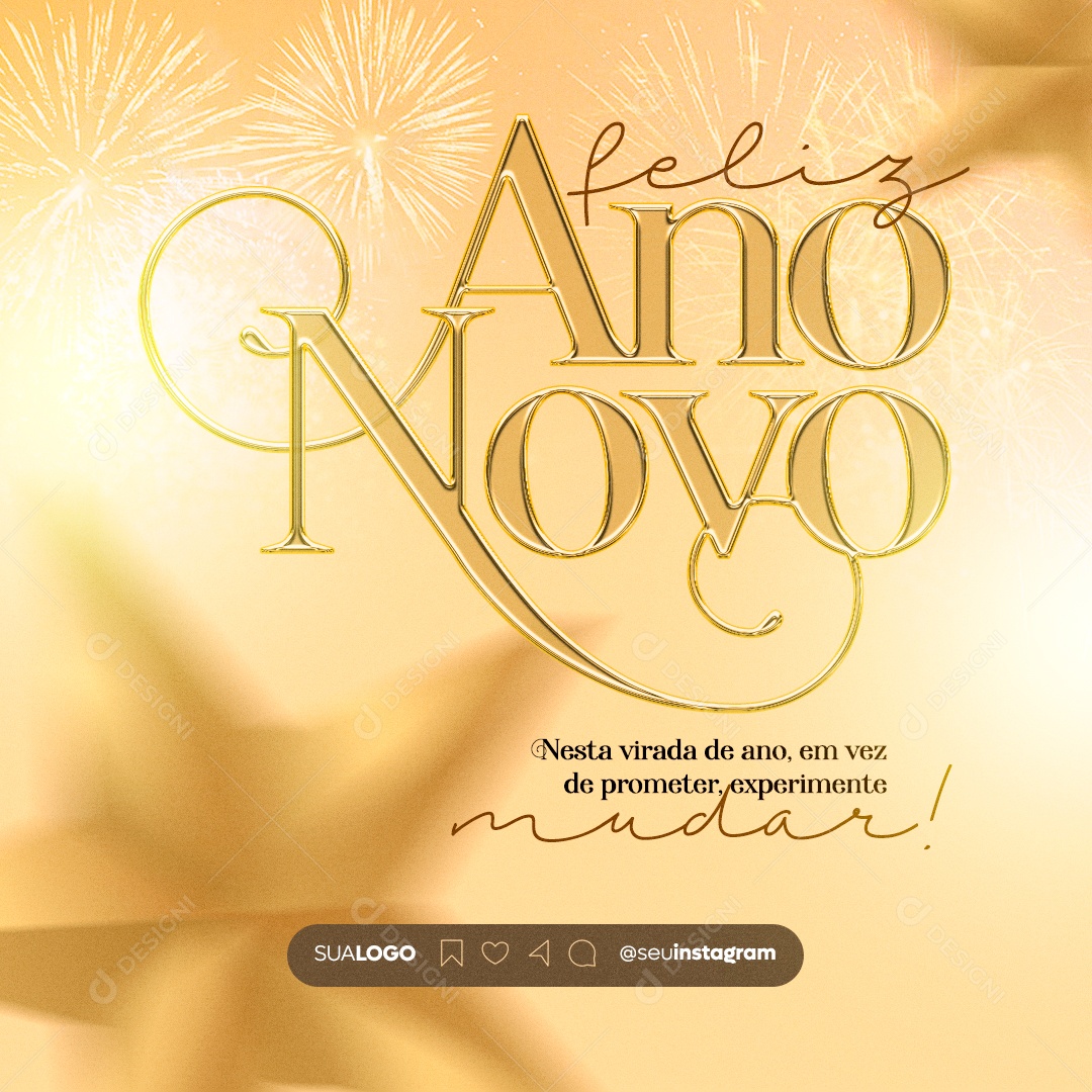 Feliz Ano Novo Experimente Mudar Social Media PSD Editável