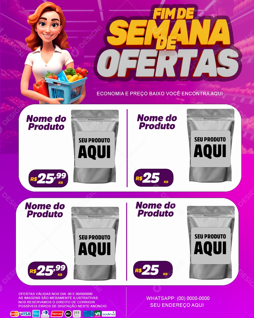 Social Media Encarte Fim De Semana De Ofertas Supermercado PSD Editável