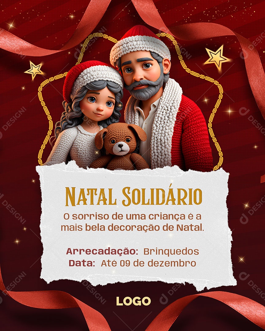 Natal Solidário o Sorriso de uma Criança é a mais Bela Decoração Social Media PSD Editável