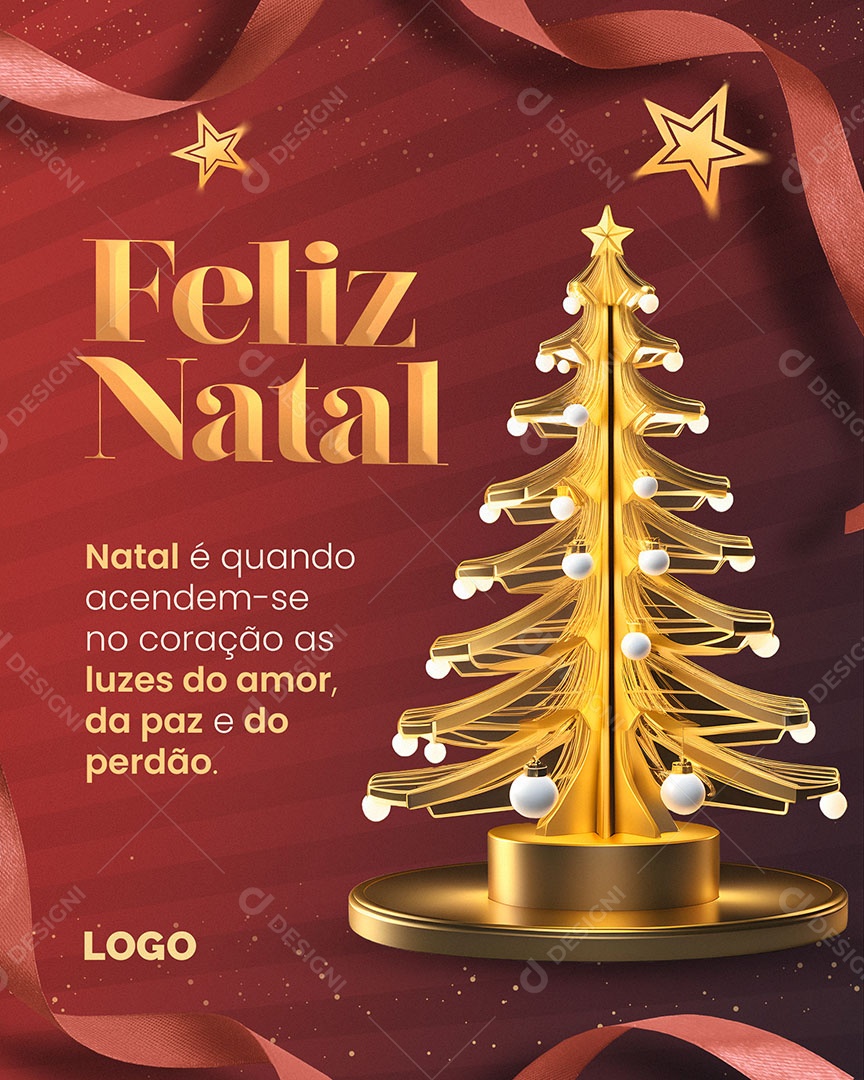 Feliz Natal é Quando Acendem-se no Coração as Luzes do  Amor da Paz e do Perdão Social Media PSD Editável
