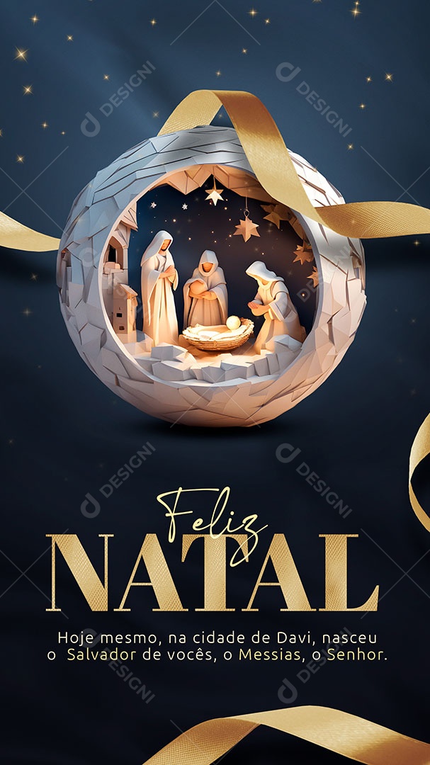 Story Feliz Natal Hoje Mesmo na Cidade de Davi Nasceu o Salvador de Vocês o Messias o Senhor Social Media PSD Editável