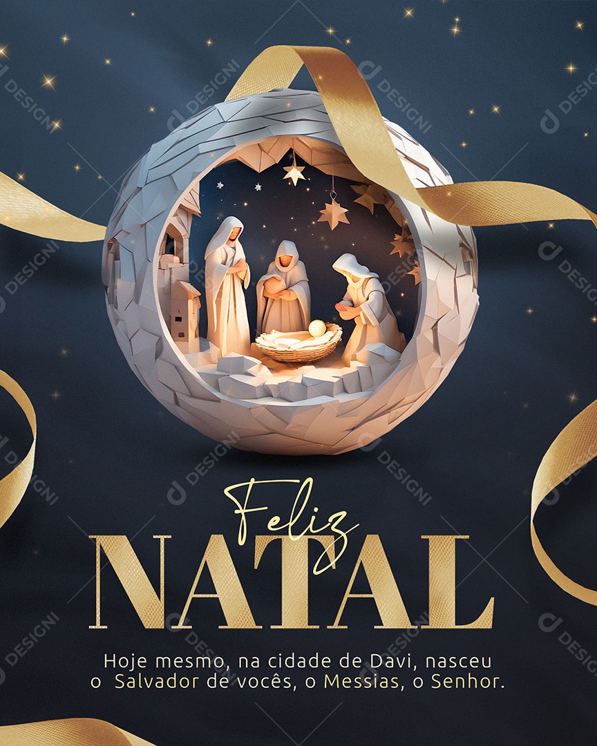 Feliz Natal Hoje Mesmo na Cidade de Davi Nasceu o Salvador de Vocês o Messias o Senhor Social Media PSD Editável