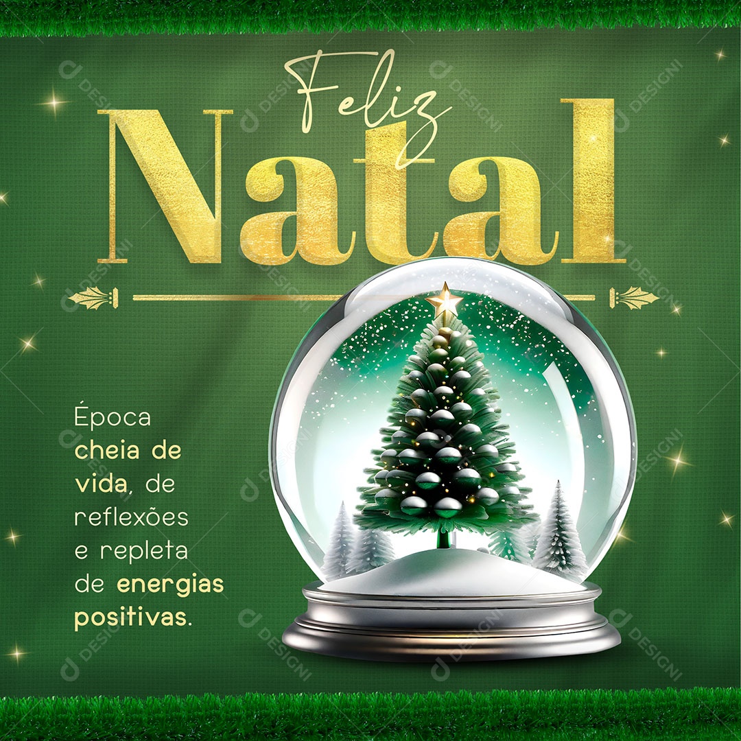 Feed Feliz Natal Época Cheia de Vida de Reflexões e Repleta de Energias Positivas Social Media PSD Editável