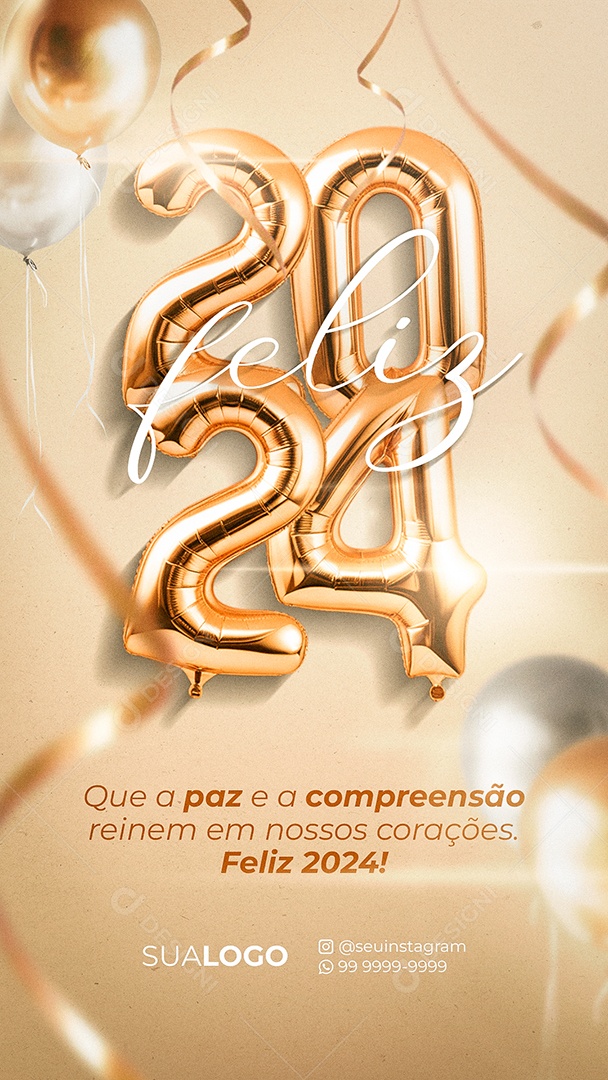 Story Feliz 2024 Que a Paz e a Compreensão Reinem em Nossos Corações Social Media PSD Editável