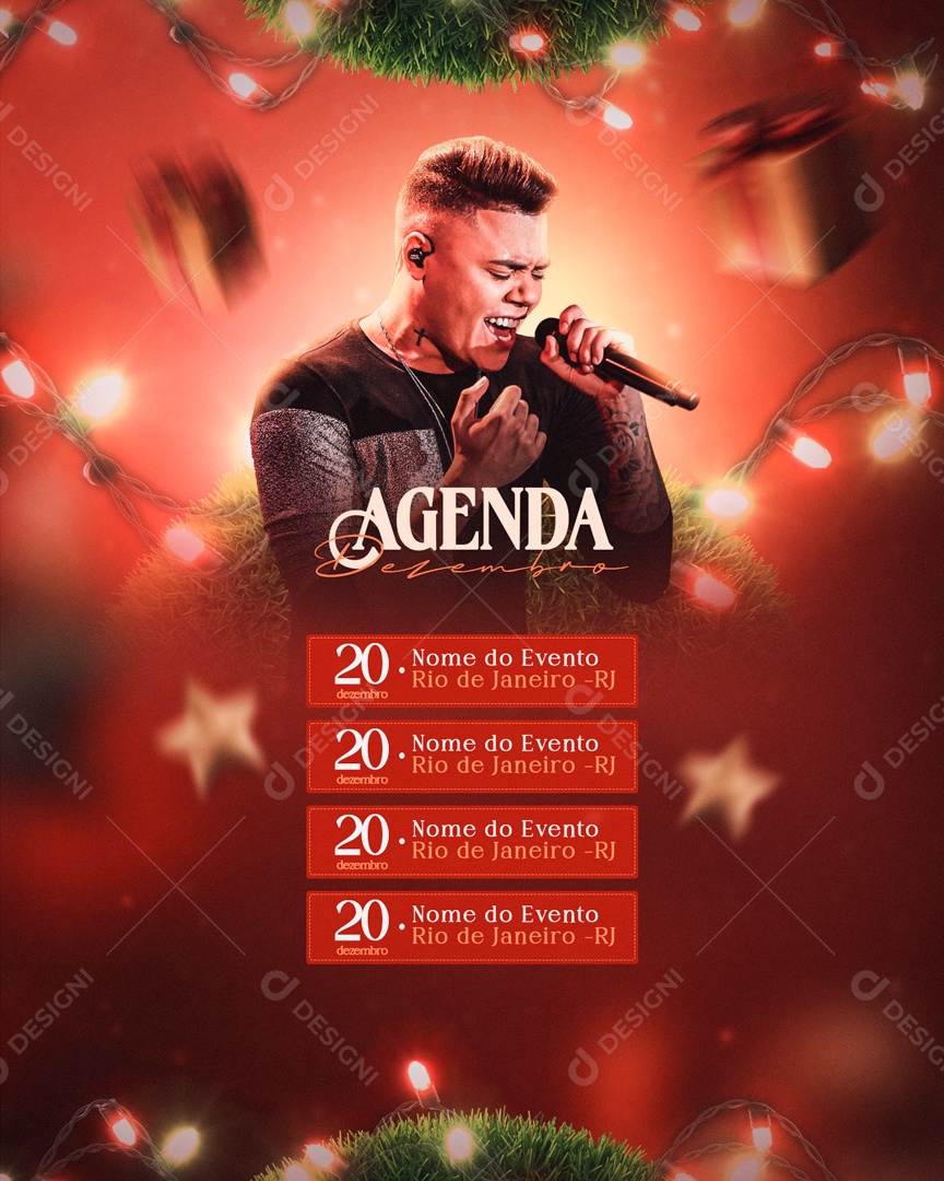 Flyer Feed Agenda Dezembro Felipe Araújo Social Media PSD Editável