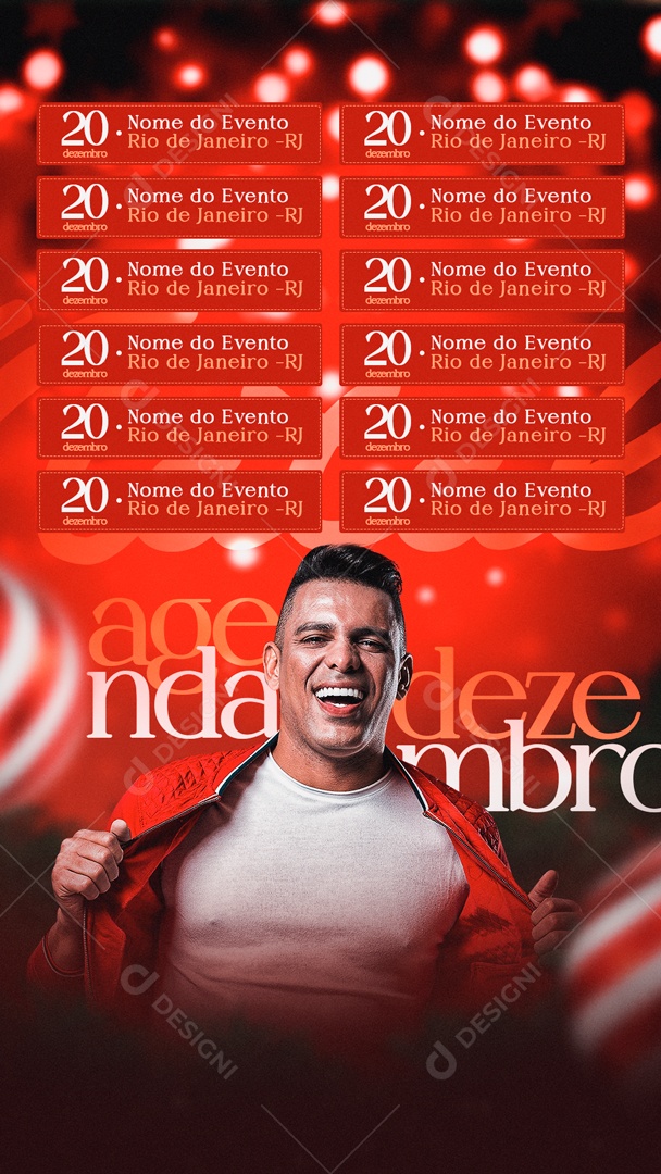Social Media Flyer Story Agenda Dezembro PSD Editável