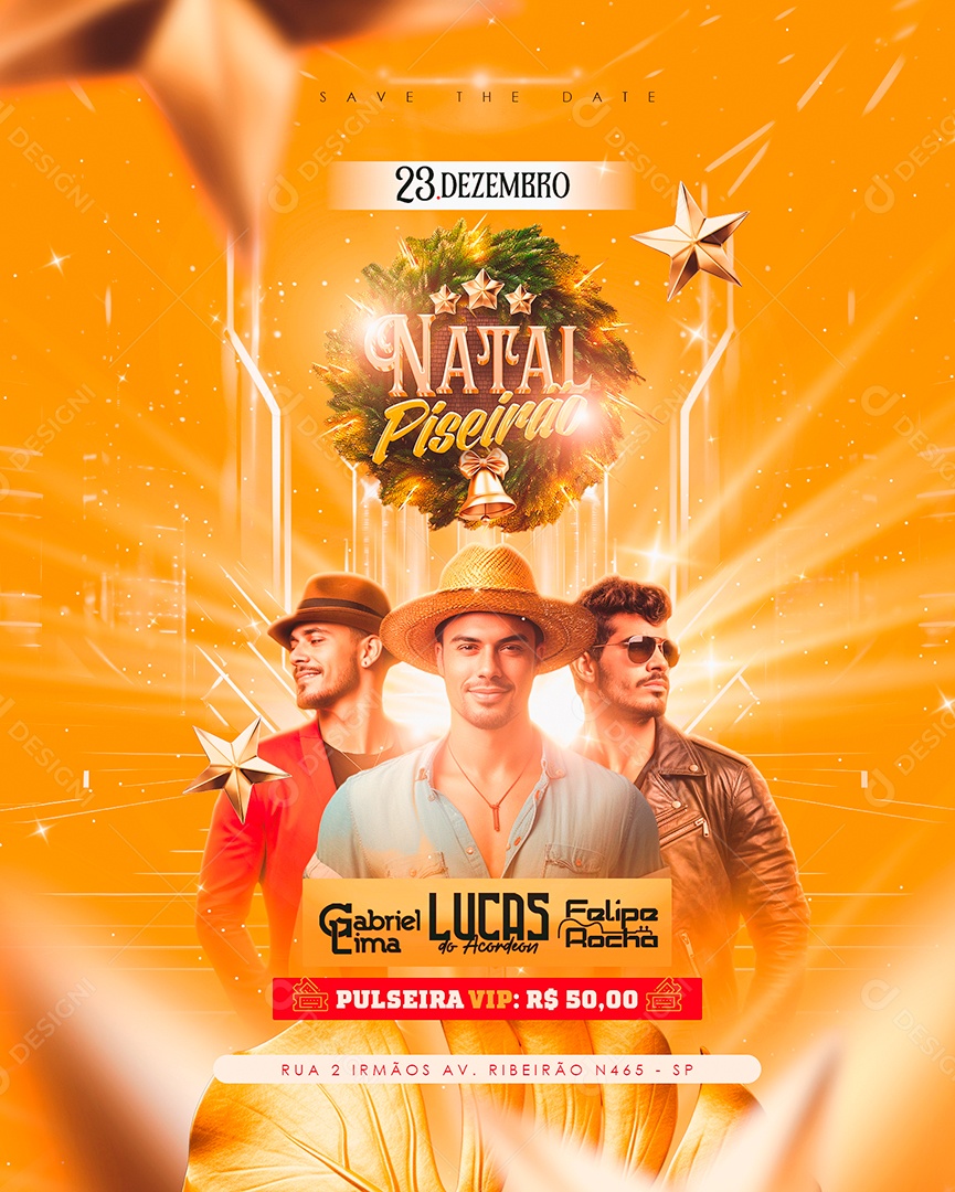 Flyer Natal Piseirão Gabriel Lima Lucas do Acordeon Felipe Rocha Social Media PSD Editável