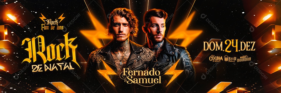 Banner Flyer Rock De Natal Fernado & Samuel Social Media PSD Editável
