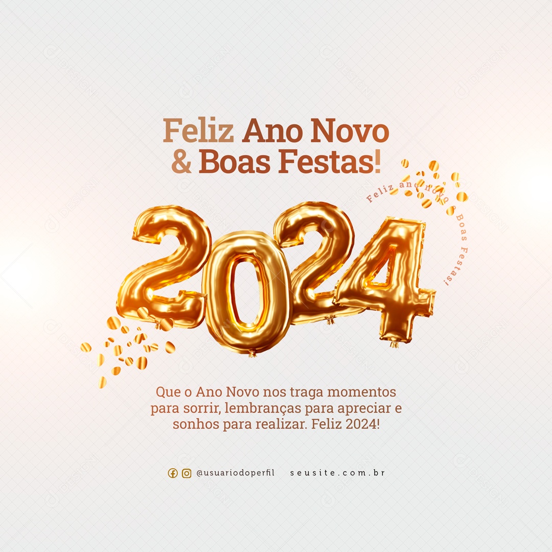 Social Media Feliz Ano Novo e Boas Festas PSD Editável