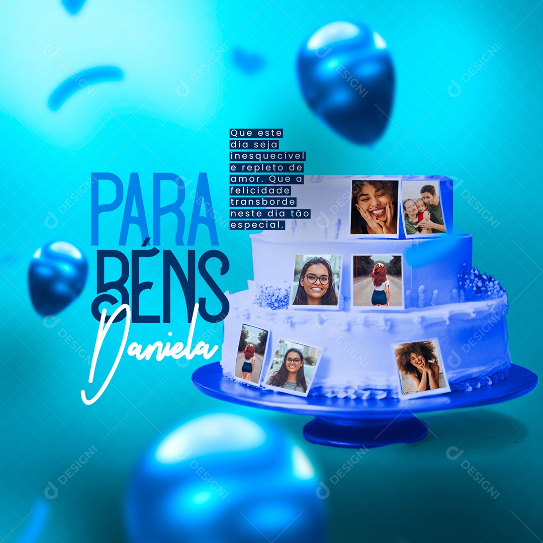 Aniversário Parabéns Daniela Que este Dia Seja Inesquecível Social Media PSD Editável