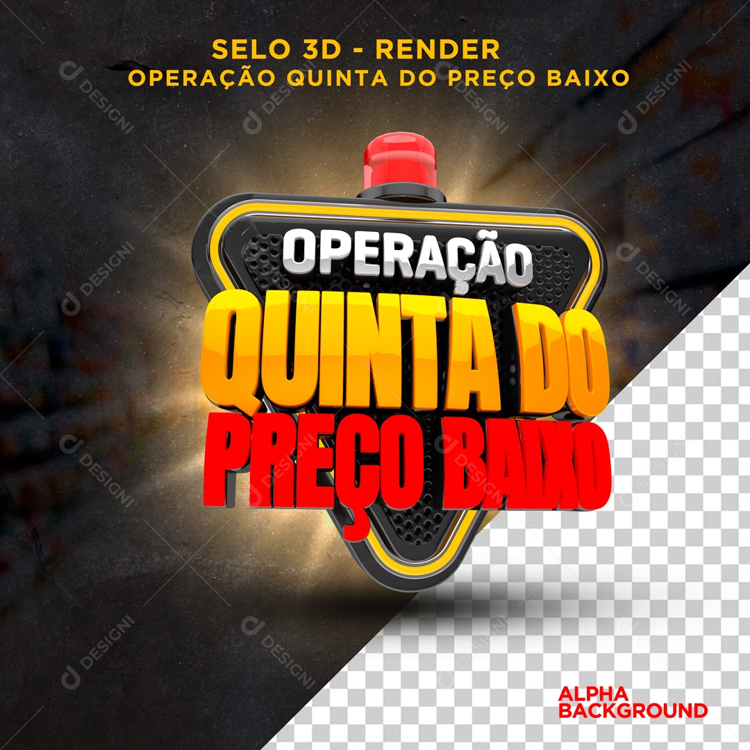 Selo 3D Operação Quinta do Preço Baixo Para Composição PSD