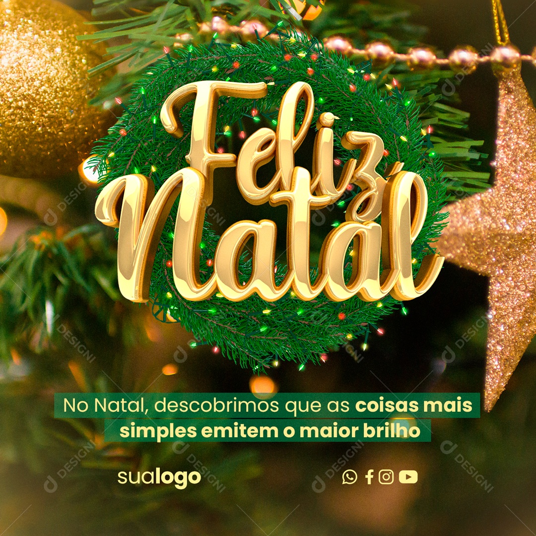 Social Media Feliz Natal Emitem o Brilho PSD Editável