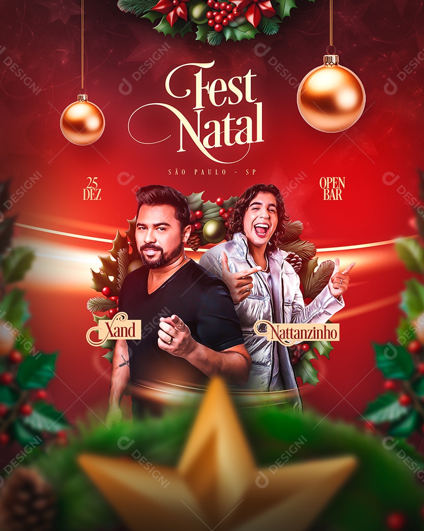 Social Media Flyer Story Fest Natal Xand Nattanzinho PSD Editável