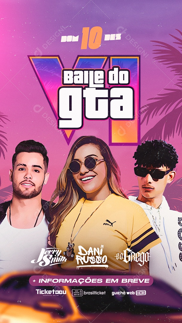 Flyer Story Baile Do GTA Social Media PSD Editável