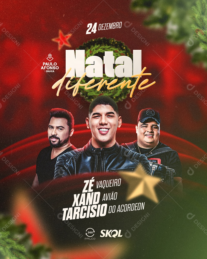 Social Media Flyer Feed Natal Diferente Zé Xand Tarcísio PSD Editável