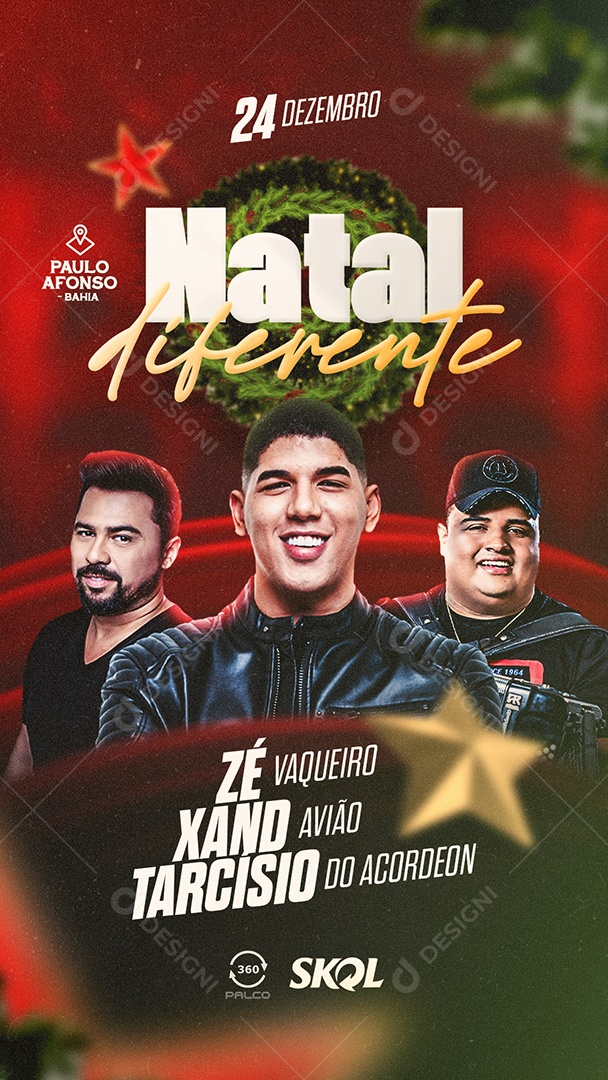 Social Media Flyer Story Natal Diferente Zé Xand Tarcísio PSD Editável