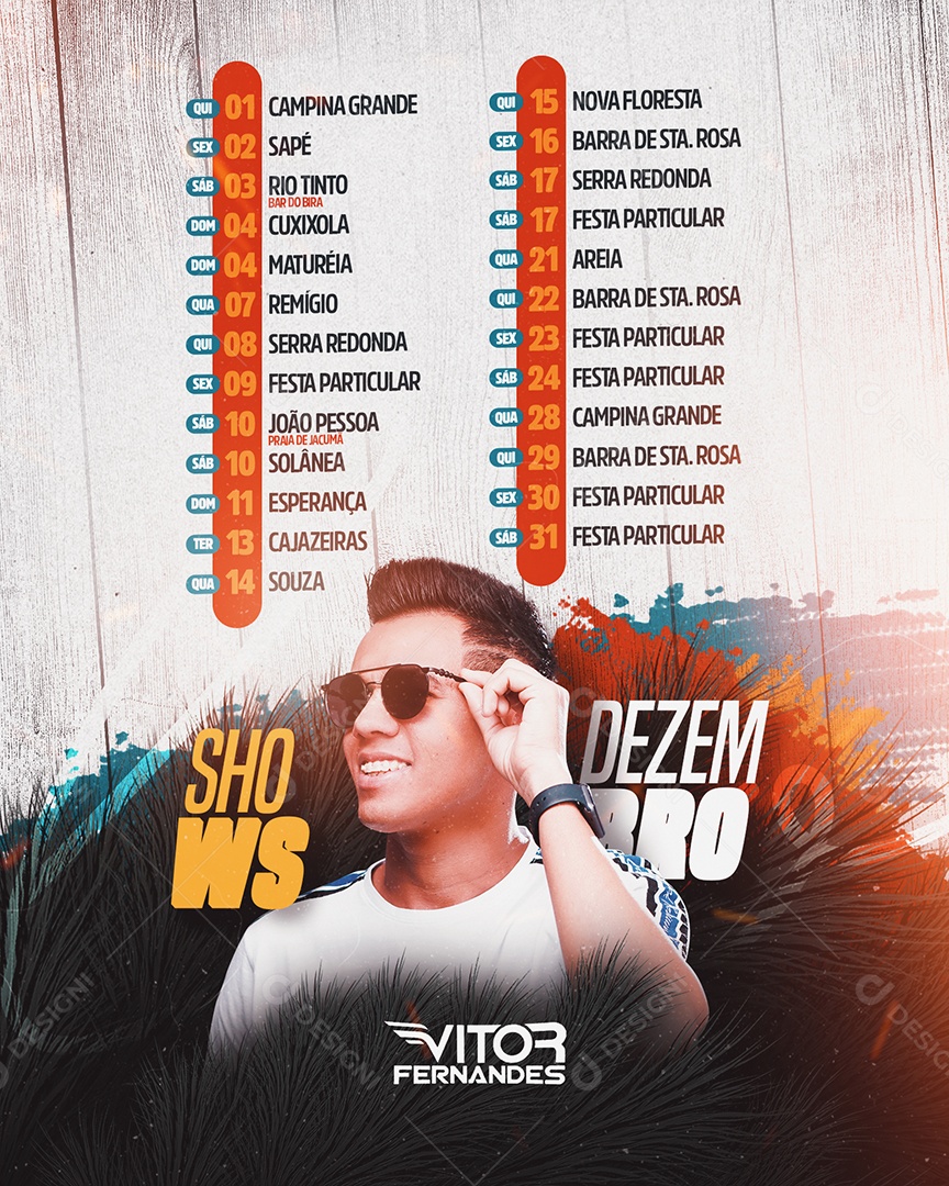 Social Media Flyer Feed Shows Dezembro Vitor Fernandes PSD Editável