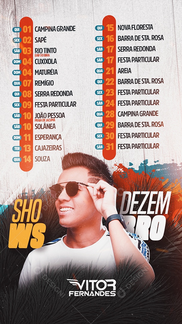 Social Media Flyer Story Shows Dezembro Vitor Fernandes PSD Editável
