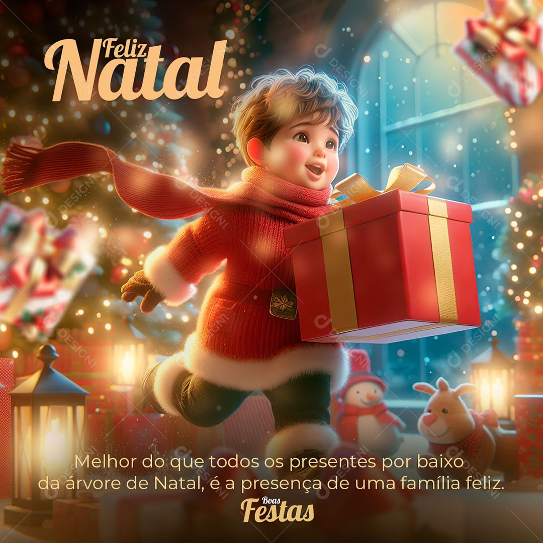 Feliz Natal é a Presença de uma Família Feliz Social Media PSD Editável