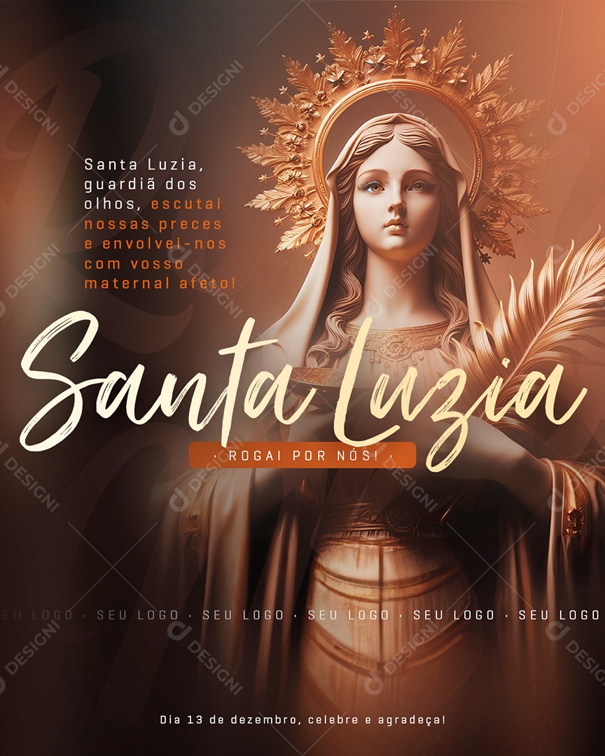 Dia de Santa Luzia Rogai por Nós Social Media PSD Editável
