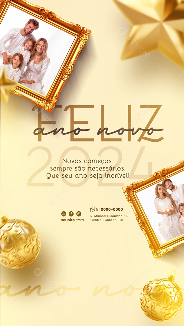 Social Media Story Feliz Ano Novo Seja Incrível PSD Editável