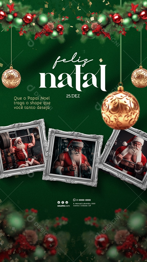 Social Media Story Feliz Natal Papai Noel Traga o Shape PSD Editável