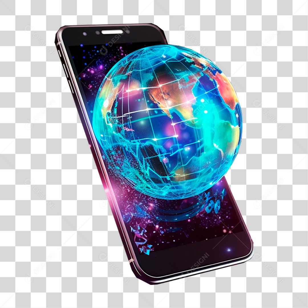 Globo em Tela de Celular PNG Transparente