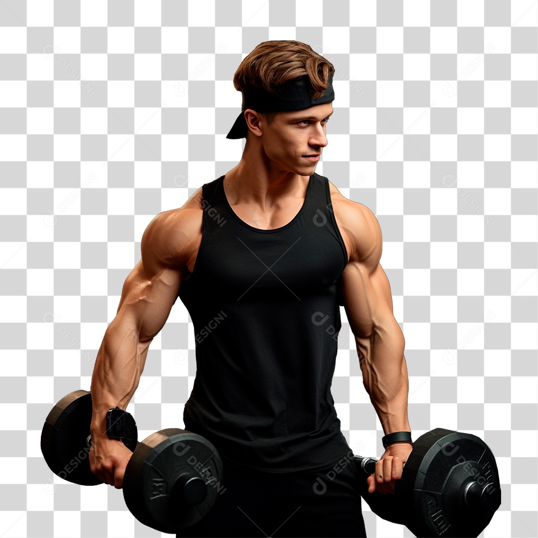 Homem Malhando Academia Musculação PNG Transparente