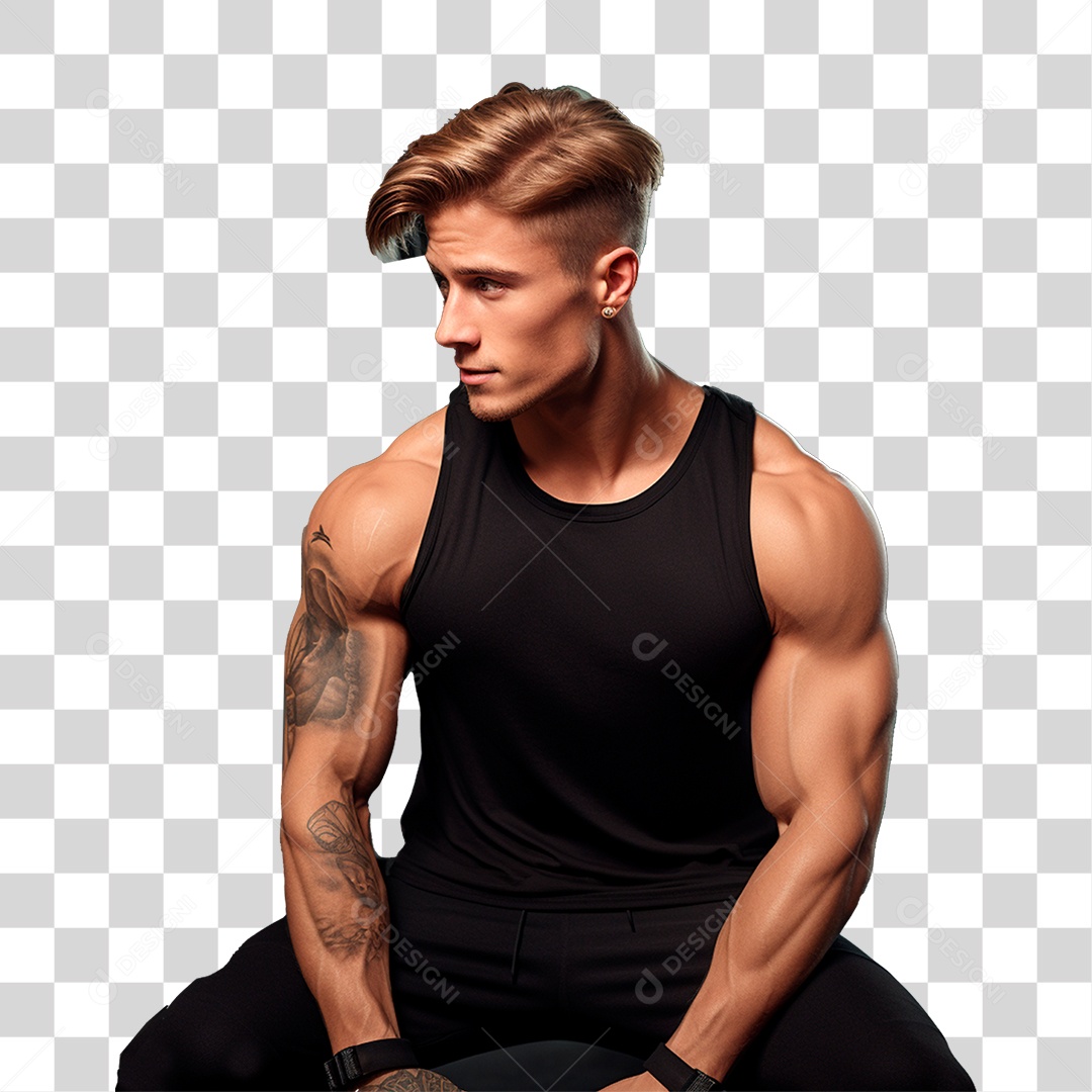 Homem Malhando Academia Musculação PNG Transparente