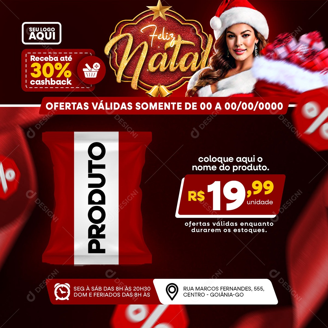 Supermercado Produto Ofertas Receba Até 30% Cashback Social Media PSD Editável
