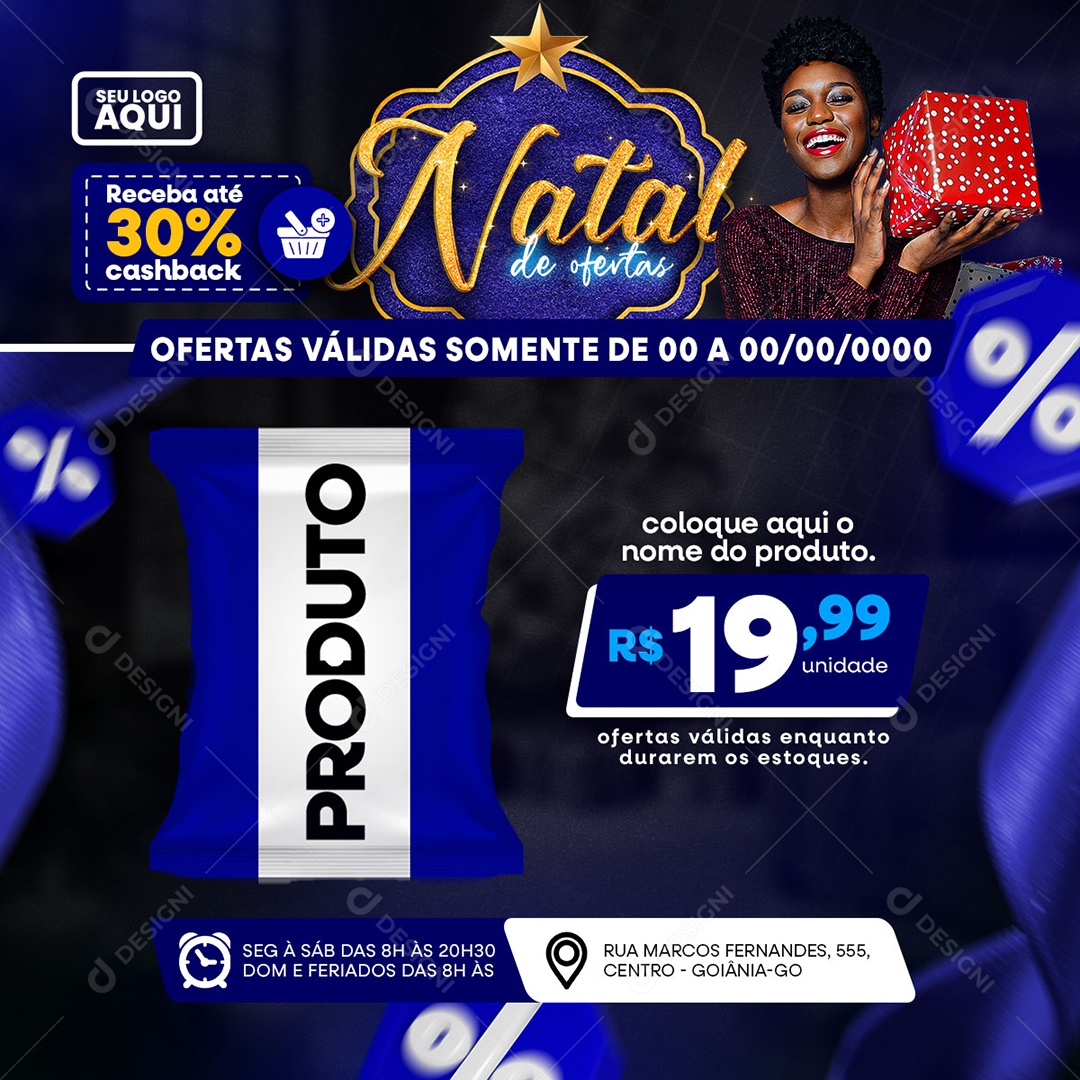 Supermercado Natal de Ofertas Produto Descontos Social Media PSD Editável