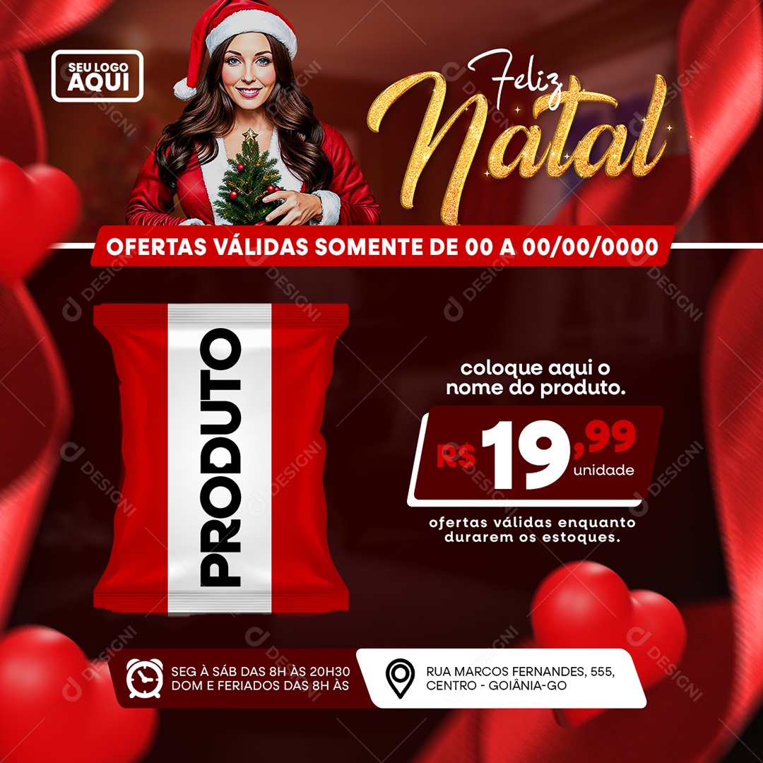 Supermercado Produto Ofertas Feliz Natal Social Media PSD Editável