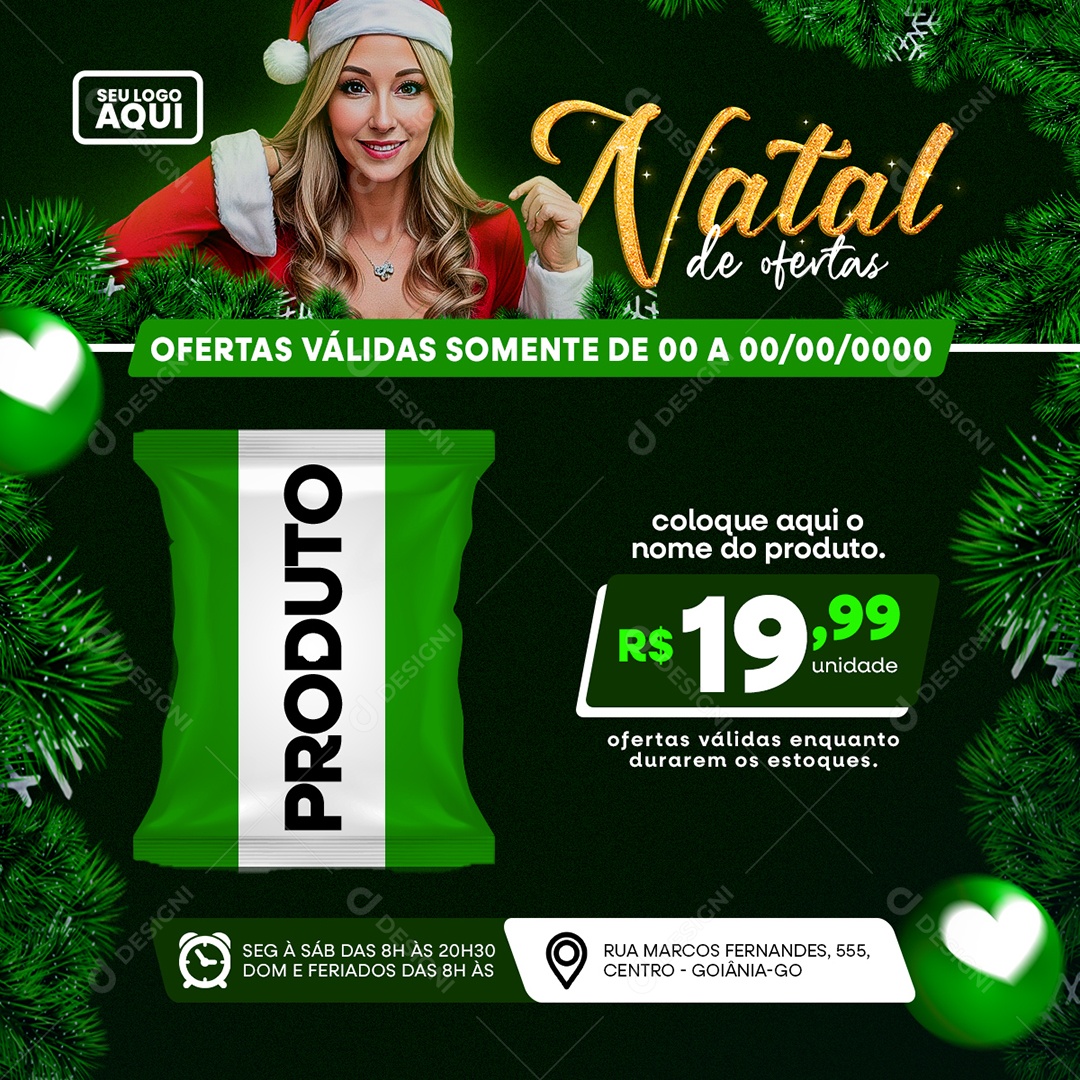 Supermercado Natal de Ofertas Produto Ofertas Social Media PSD Editável
