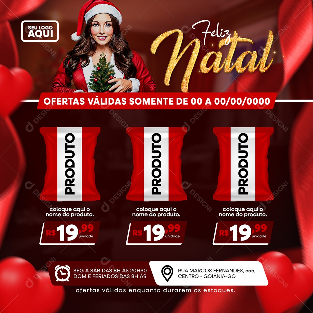 Supermercado Produtos Ofertas Compras Feliz Natal Social Media PSD Editável