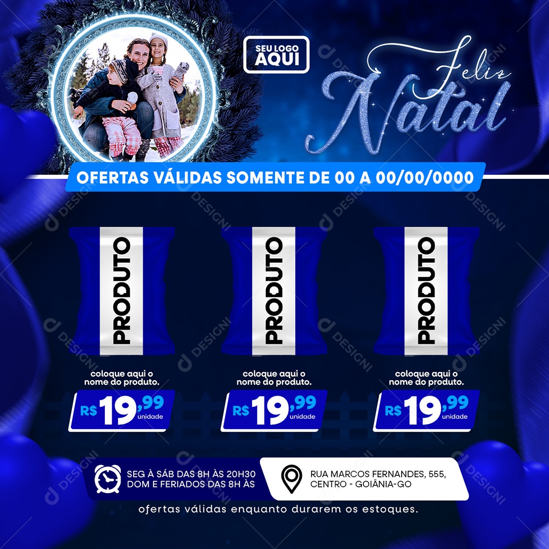 Supermercado Produtos Feliz Natal Ofertas Social Media PSD Editável
