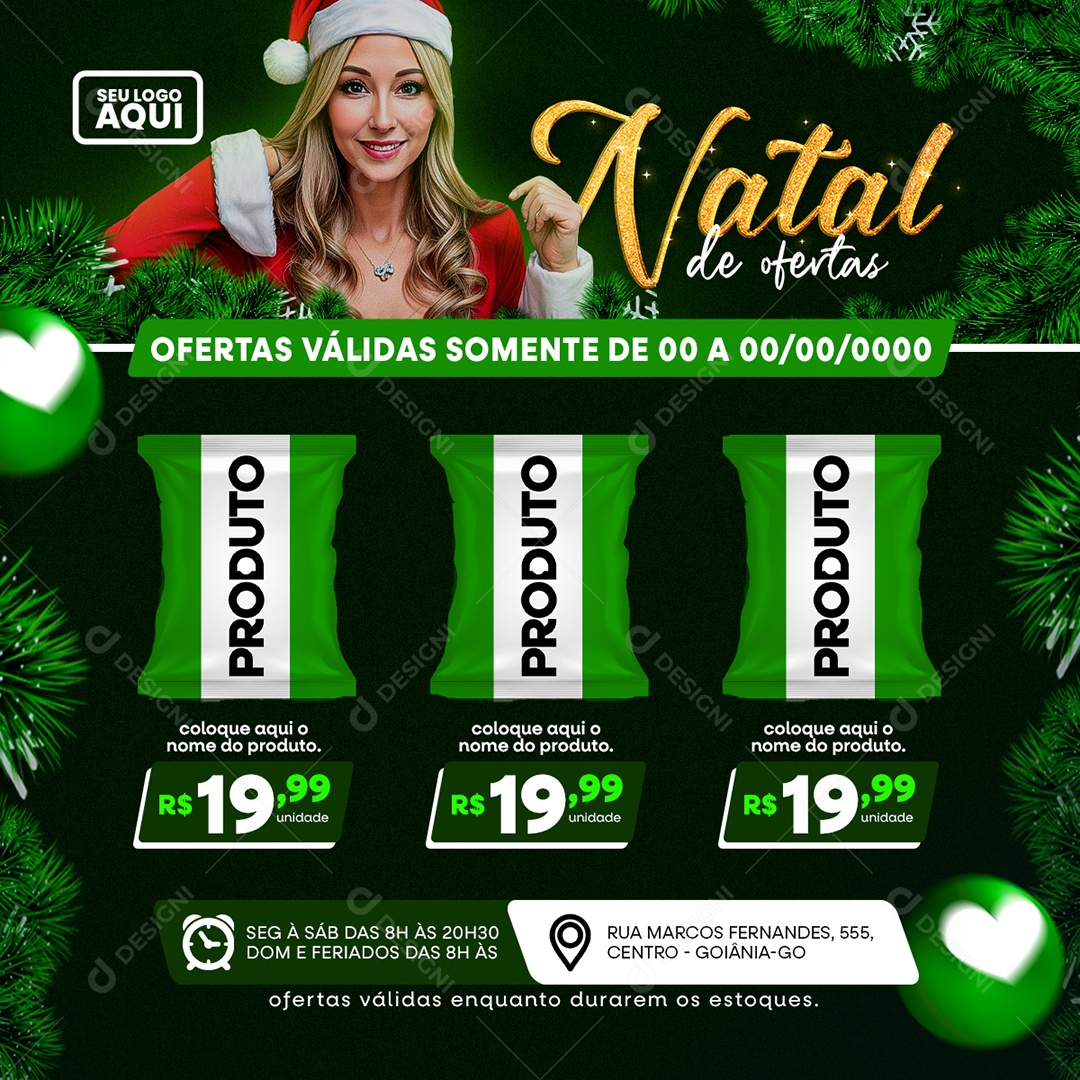 Supermercado Produtos Natal de Ofertas Social Media PSD Editável