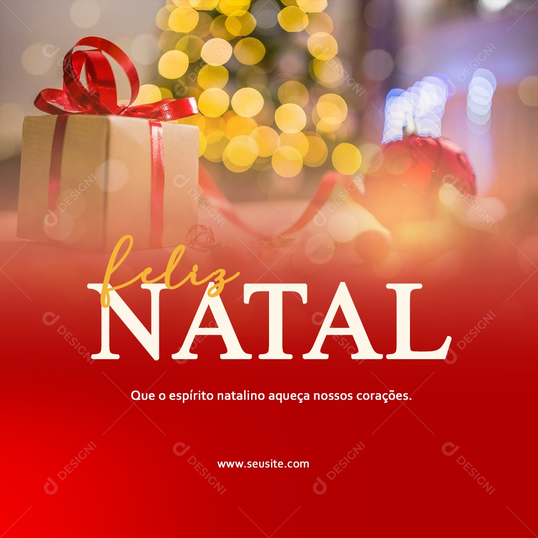 Feliz Natal que o Espírito Natalino Aqueça nosso Corações Social Media PSD Editável