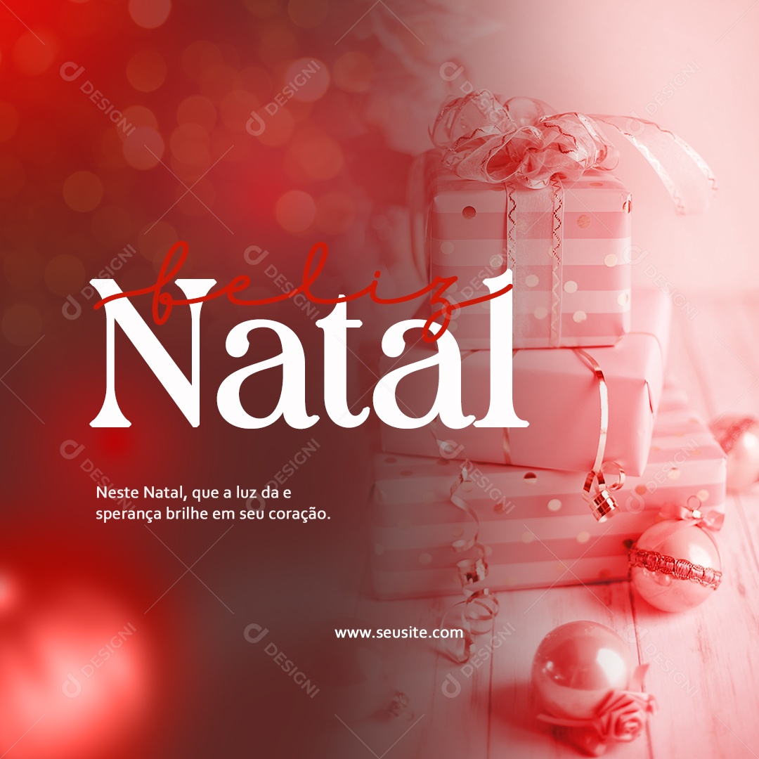 Feliz Natal que a Luz da Esperança Brilhe em seu Coração Social Media PSD Editável