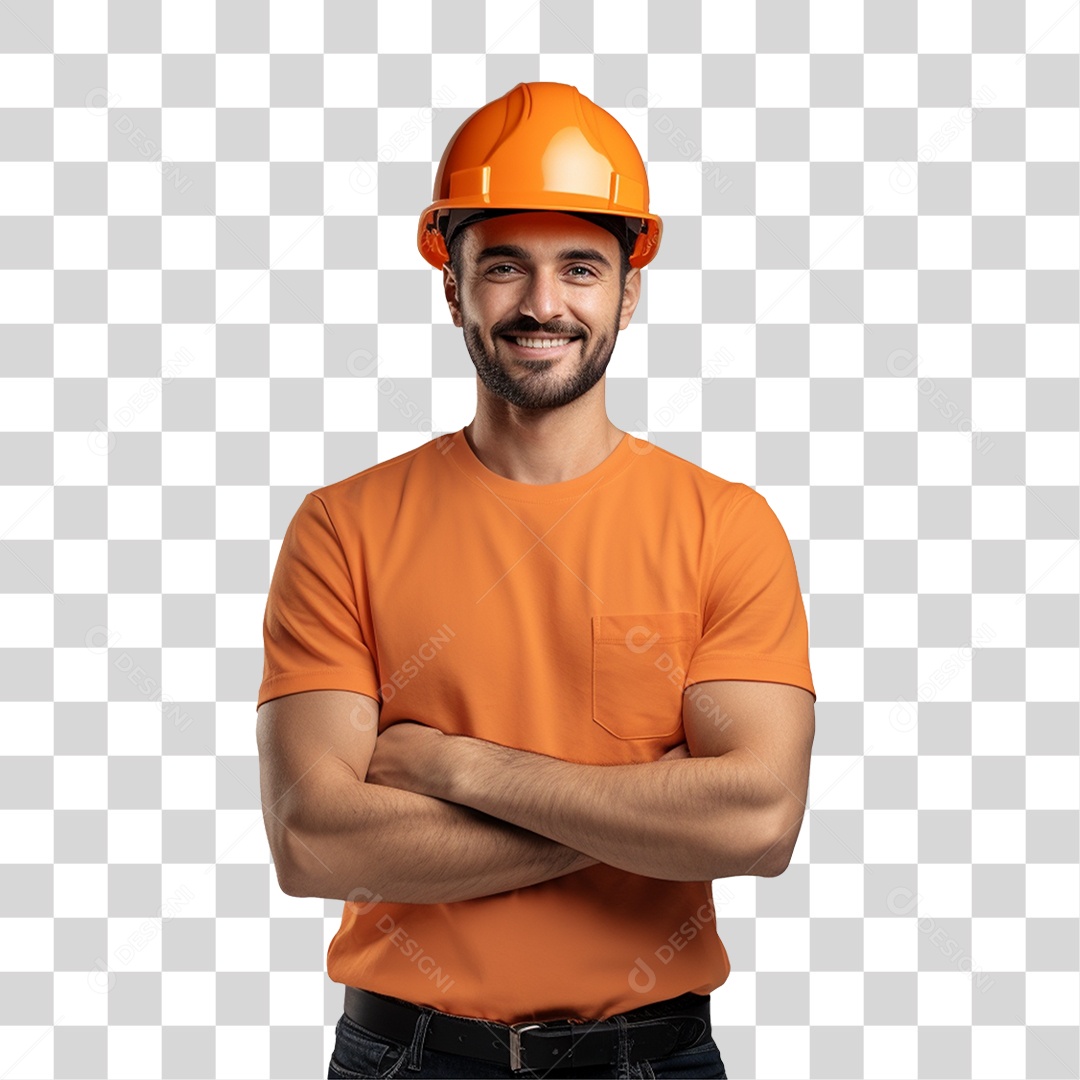 Homem Engenheiro Trabalhador com Capacete de Segurança PNG Transparente