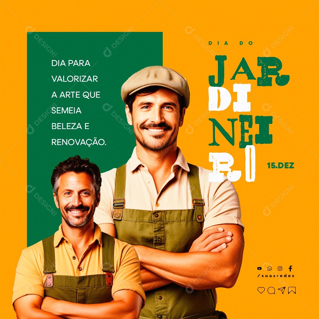 Dia do Jardineiro Dia para Valorizar a Arte que Semeia Beleza e Renovação Social Media PSD Editável