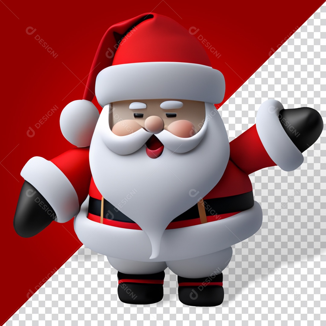 Elemento 3D Papai Noel Para Composição PSD